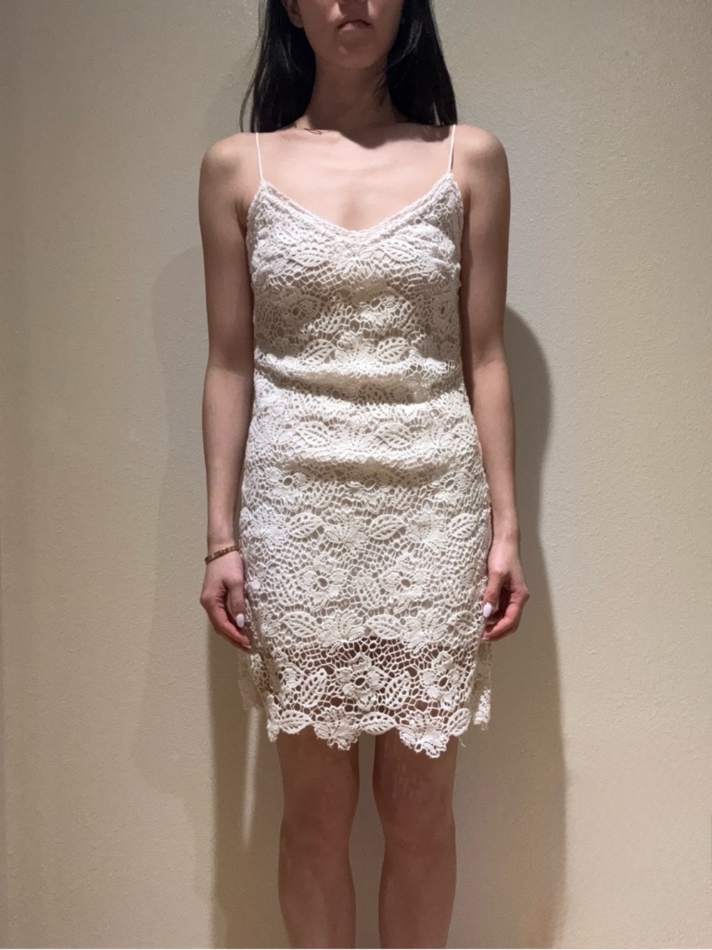 rag & bone Cream Crochet Lace Slip Mini Dress